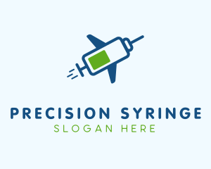 Airplane Vaccination Syringe logo design