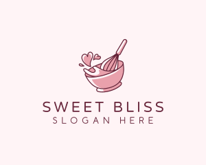 Whisk Bakery Heart logo design