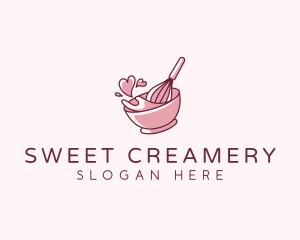 Whisk Bakery Heart logo design