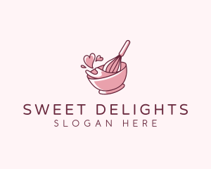 Whisk Bakery Heart logo design