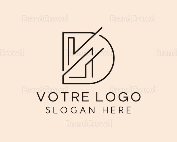 Minimalist Business Letter D Monoline Logo