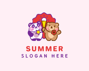 Bear & Panda Ice Cream logo design