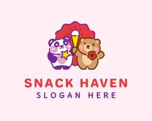 Bear & Panda Ice Cream logo design