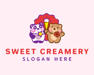 Bear & Panda Ice Cream logo design