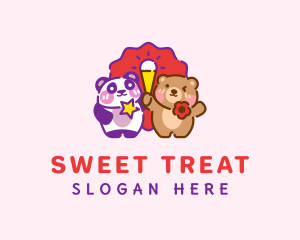 Bear & Panda Ice Cream logo design