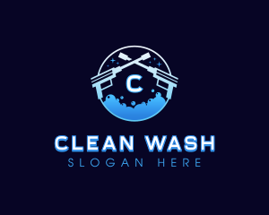 Pressure Wash Bubble Cleaning logo design