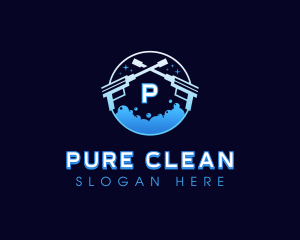 Pressure Wash Bubble Cleaning logo design