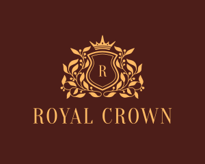 Crown Wreath Royal Shield logo design