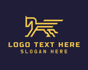 Expensive - Gold Pegasus Wings logo design
