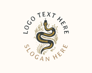 Slithering - Snake Floral Boho logo design