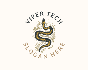 Snake Floral Boho logo design