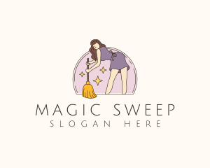 Sweeping Housemaid Cleaner logo design