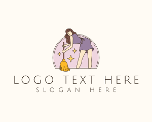 Cleaning - Sweeping Housemaid Cleaner logo design