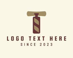 Alcoholic - Liquor Corkscrew Letter T logo design