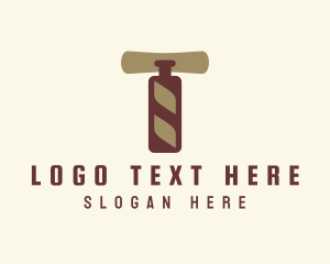 Liquor Corkscrew Letter T Logo