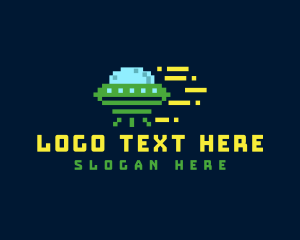 8bit - Pixel Spacecraft Gaming logo design