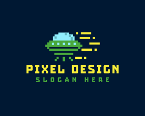 Pixel Spacecraft Gaming logo design