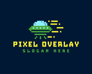 Pixel Spacecraft Gaming logo design