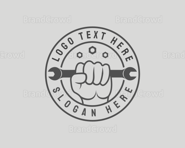 Hand Wrench Tool Logo