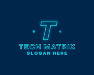 Matrix - Neon Glow Tech Software logo design