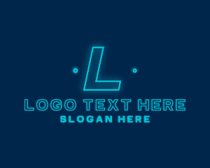 Cyber - Neon Glow Tech Software logo design