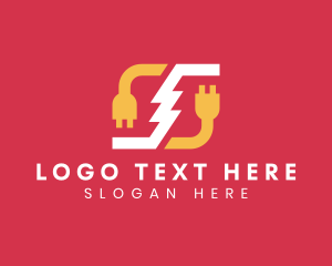 Battery - Lightning Energy Charging Plug logo design