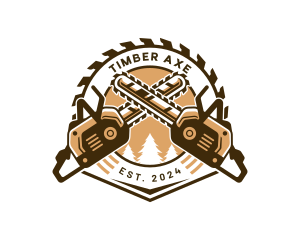 Sawmill Woodcutter Chainsaw logo design