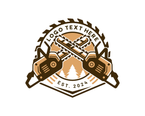 Repair - Sawmill Woodcutter Chainsaw logo design