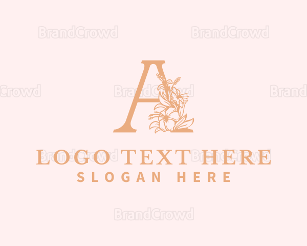 Organic Flower Florist Letter A Logo