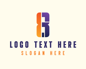 Number - Digital Tech Number 8 Business logo design