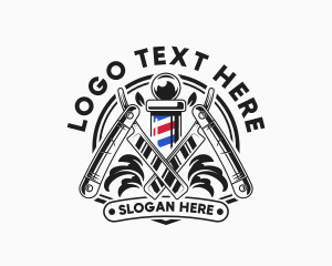 Barbershop - Barber Pole Razor logo design