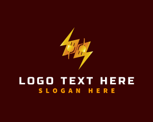 Electrician - Plug Lightning Electricity logo design