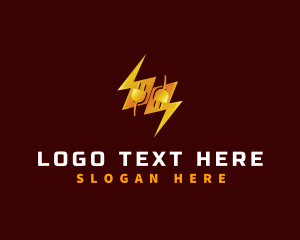 Power Company - Plug Lightning Electricity logo design