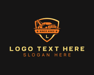 Vehicle - Crane Pickup Truck Shield logo design