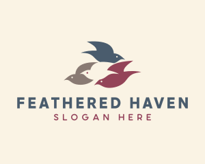 Birdwatching - Flying Bird Flock logo design