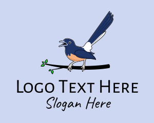 Magpie - Perched Wild Bird logo design