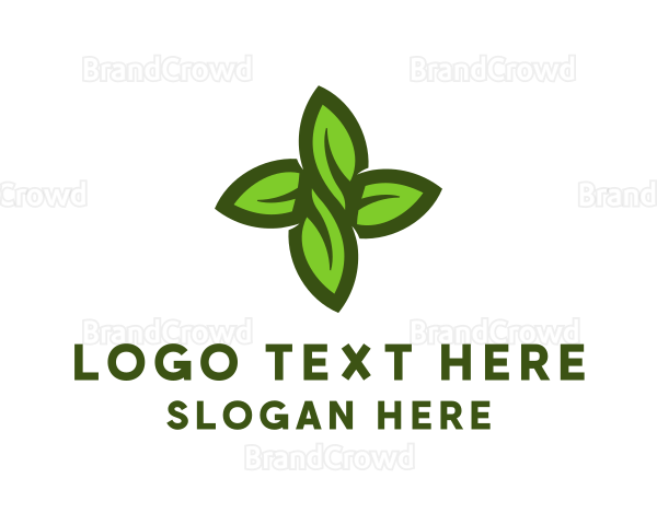 Green Leaves Cross Logo
