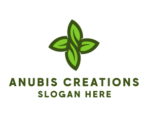 Green Leaves Cross logo design