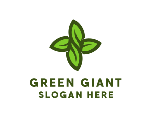 Green Leaves Cross logo design