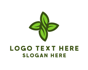 Cross - Green Leaves Cross logo design