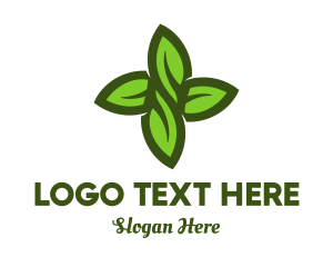 Green Branch - Green Leaves Cross logo design