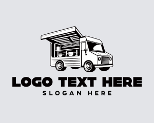 Food Trailer - Vintage Food Delivery Truck logo design