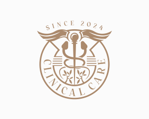 Clinic Healthcare Caduceus logo design