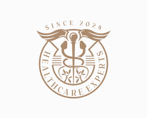 Clinic Healthcare Caduceus logo design