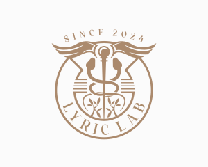 Clinic Healthcare Caduceus logo design