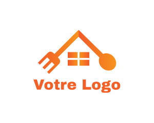 Orange Spoon - Spoon Fork House logo design