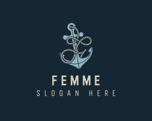 Sailing Anchor Rope Letter F logo design