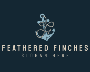 Sailing Anchor Rope Letter F logo design