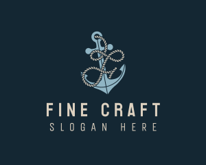 Sailing Anchor Rope Letter F logo design