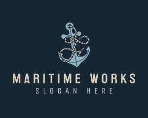 Shipyard - Sailing Anchor Rope Letter F logo design